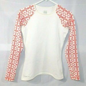 Nike Pro Themra-Fit Womens Red White S Fleece Lined athletic Pullover shirt